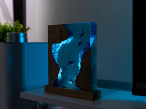 Scuba Diver Resin Lamp - rectangle