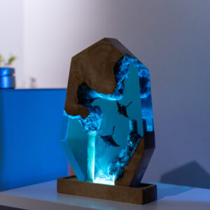 manta rays resin lamp