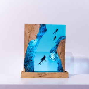 Scuba Diver Resin Lamp - rectangle