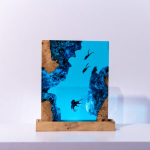 Scuba Diver Resin Lamp - rectangle
