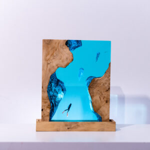 Scuba Diver Resin Lamp - rectangle