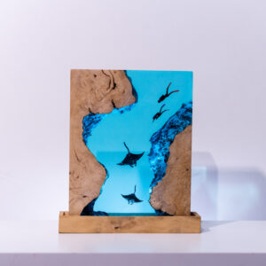 Scuba Diver Resin Lamp - rectangle
