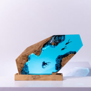 scuba diver resin lamp