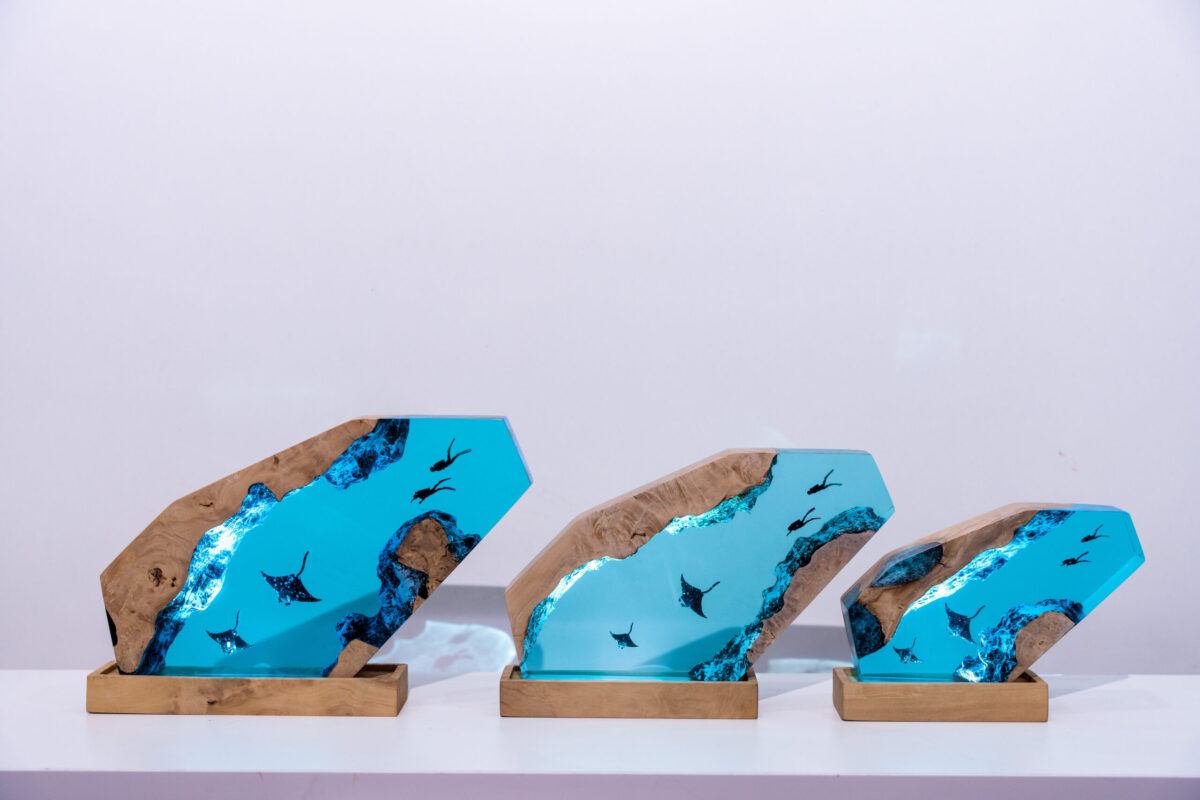 scuba diver resin lamp