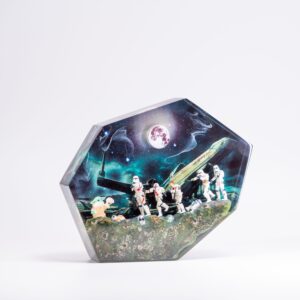 Alien and Zombie astronauts epoxy lamp