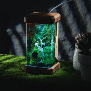 Deer and Landscape Resin Lamp