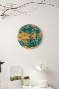 Classic Turquoise Wood Wall Clock